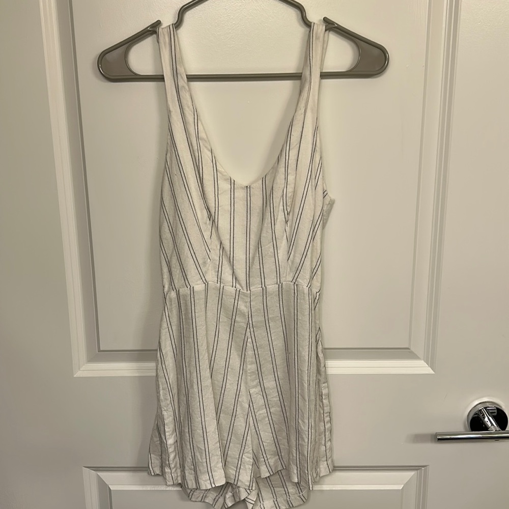 Obey Striped Linen Romper
